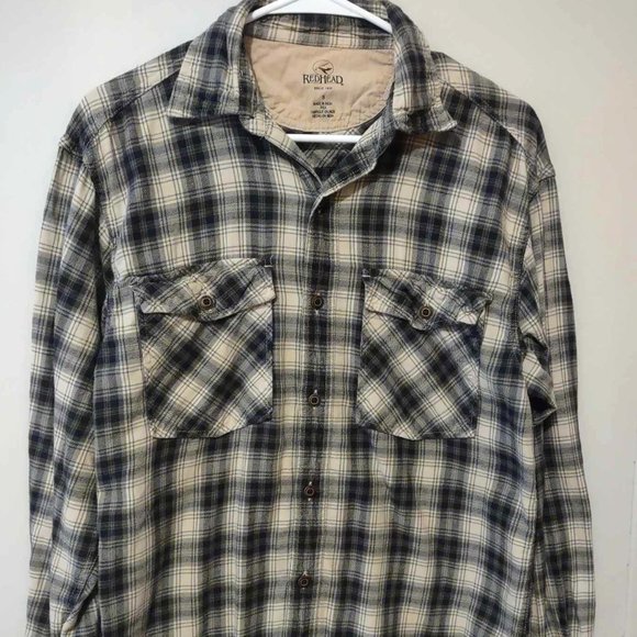 RedHead Men's Grey & Black Flannel Button Down L/S Shirt Size Small - Picture 1 of 5